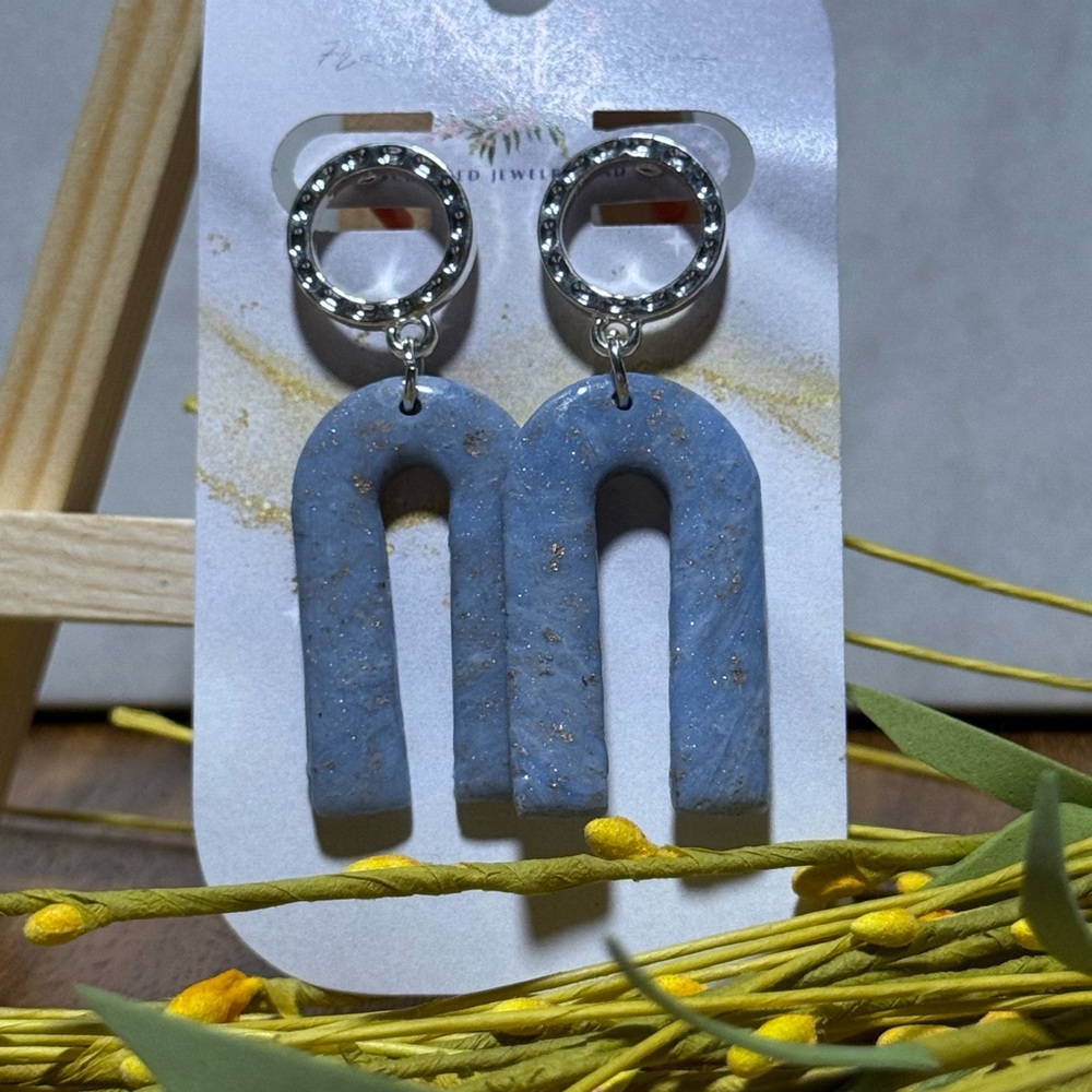 Blue and Silver Dangle Earrings